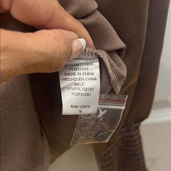 Entro Satin Button Down Shirt - Brown - Picture 4 of 4